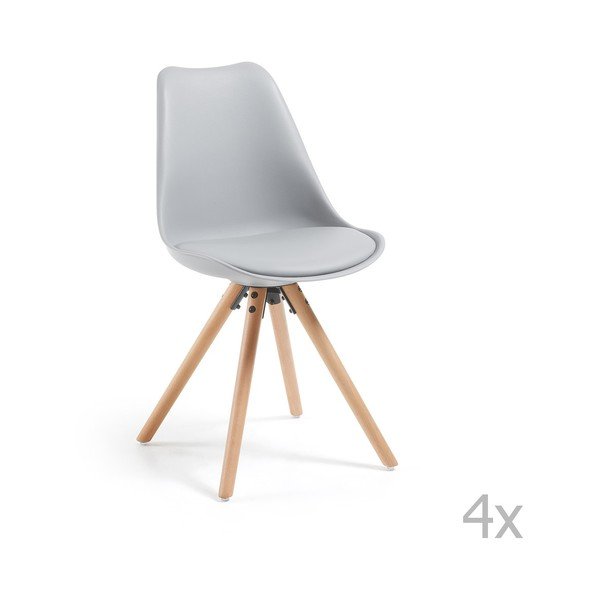 Sada 4 šedých jídelních židlí La Forma Lars