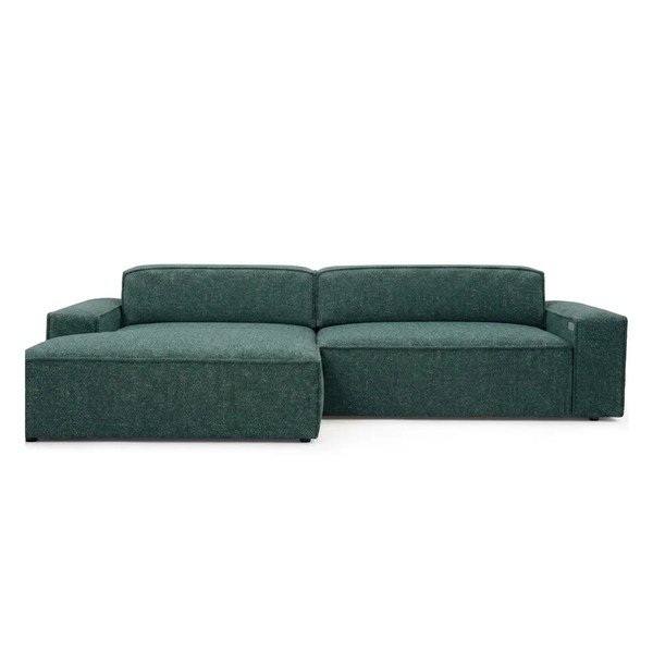 Divano angolare verde allungabile/con movimento relax elettrico (con penisola a sinistra) Abel – Bobochic Paris