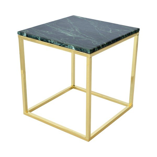 Tavolino con base dorata e piano in marmo verde Accento - RGE-image-1