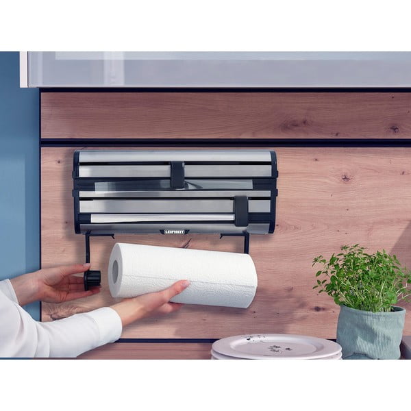 Porta pellicola e alluminio da parete da parete argentato in metallo Parat Royal – LEIFHEIT-image-3