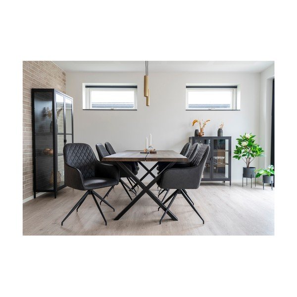 Sedia da pranzo grigio scuro in imbottito Harbo – House Nordic-image-2