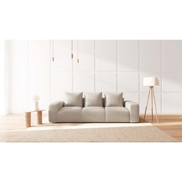 Divano in tessuto bouclé beige 287 cm Feiro - MESONICA-image-1