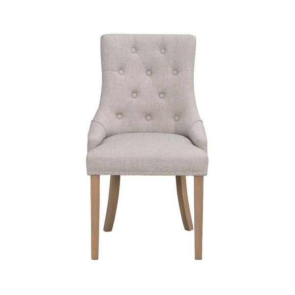 Sedia da pranzo imbottita grigio chiaro con gambe marroni Vicky - Rowico-image-1