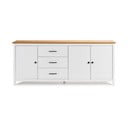 Cassettiera bassa bianca in legno di pino 190x80 cm Miranda - Marckeric