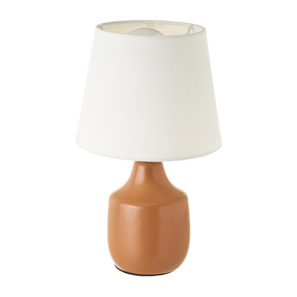 Lampada da tavolo in ceramica bianco-marrone con paralume in tessuto (altezza 24 cm) - Casa Selección