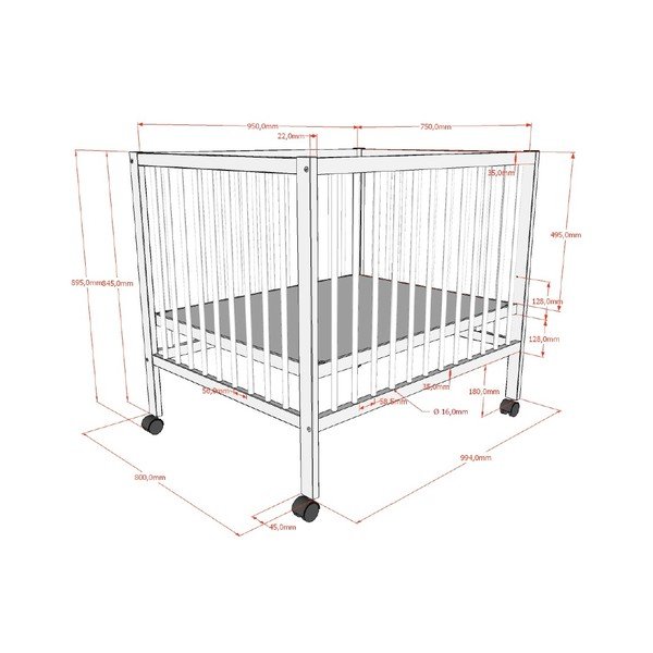 Lettino marrone in faggio massiccio 95x75 cm Dino – Vipack-image-3