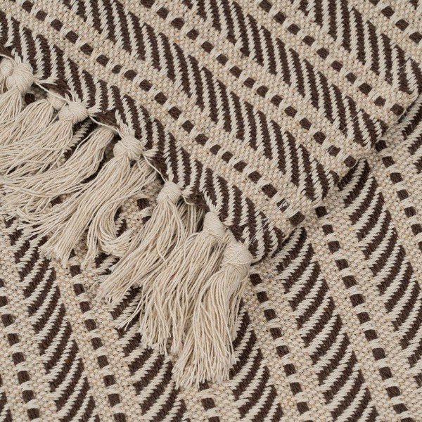 Coperta marrone-beige con fibre riciclate 125x150 cm - Ixia-image-2