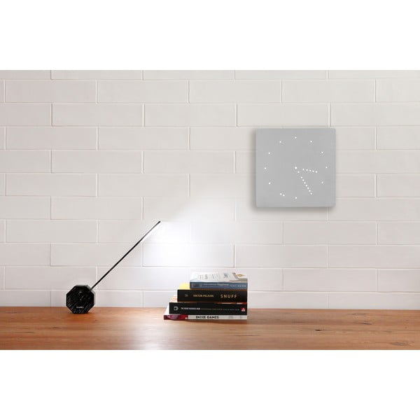 Sveglia grigia con display a LED bianco Orologio analogico a scatto - Gingko-image-1