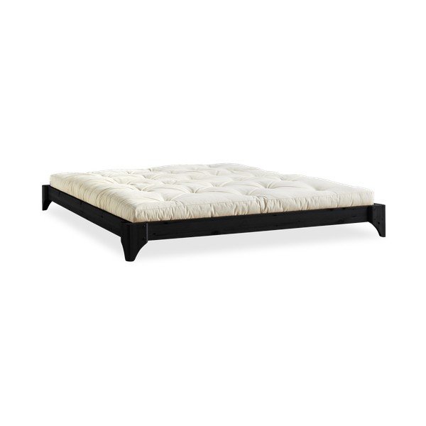 Letto matrimoniale in legno di pino con materasso Comfort Mat Nero/Naturale, 160 x 200 cm Elan - Karup Design