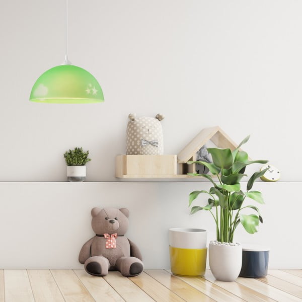 Lampada per bambini verde con paralume in vetro ø 30 cm Day & Night - LAMKUR-image-1