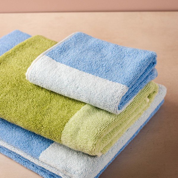 Set di asciugamani tipo terry blu in cotone 2 pz 50x100 cm Pixie – ONA-image-2