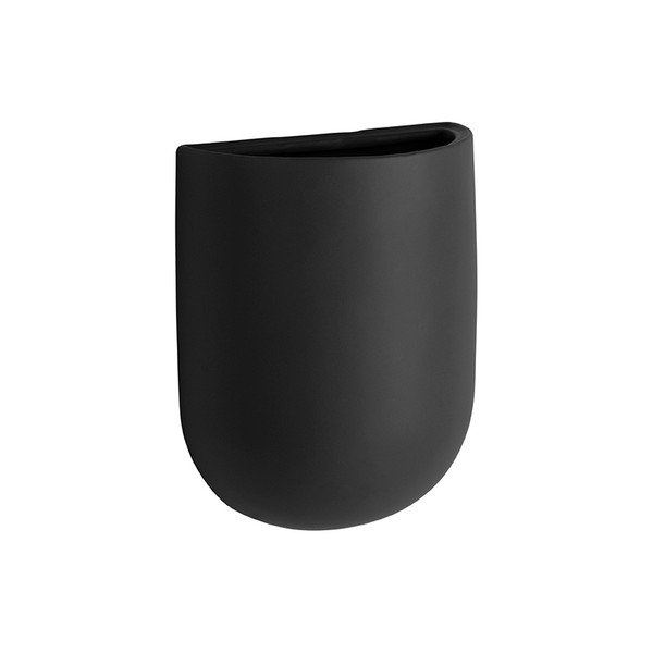 Vaso da parete in ceramica nera opaca Oval - PT LIVING-image-1