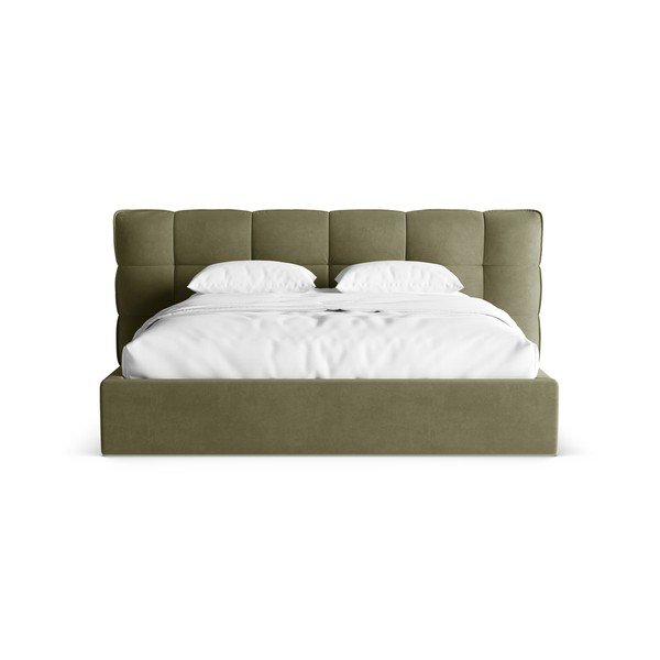 Letto matrimoniale imbottito verde con contenitore con rete inclusa 200x200 cm Eric – Micadoni -image-4