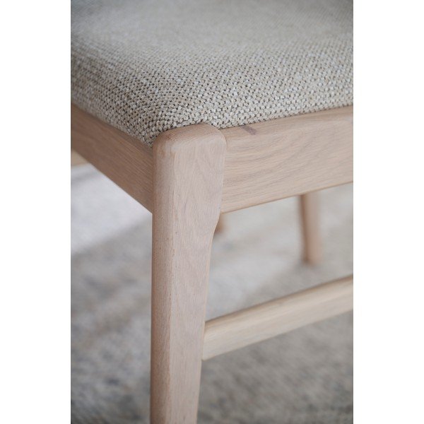 Sedia da pranzo color crema/colore naturale chiaro in rovere massiccio Kerwin – Rowico-image-2