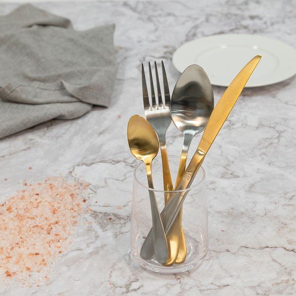 Posate in acciaio inox 24 pezzi in colore argento-oro Luxury - VDE Tivoli 1996-image-1