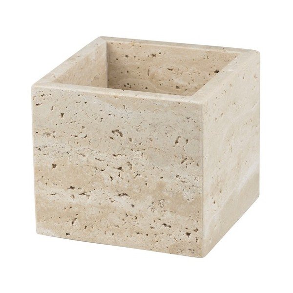 Organizer da bagno beige in pietra per dischetti di cotone Travertine – Mette Ditmer Denmark