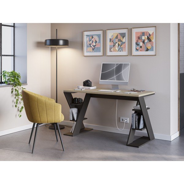 Scrivania con piano in rovere 60x137 cm Butterfly - Marckeric-image-1