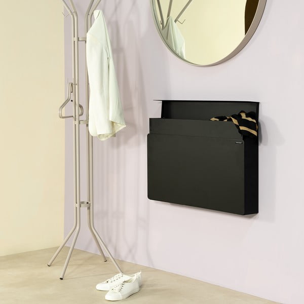 Scarpiera nera in metallo con ante ribaltabili/da parete 78x48x13 cm Luigi – Spinder Design-image-1