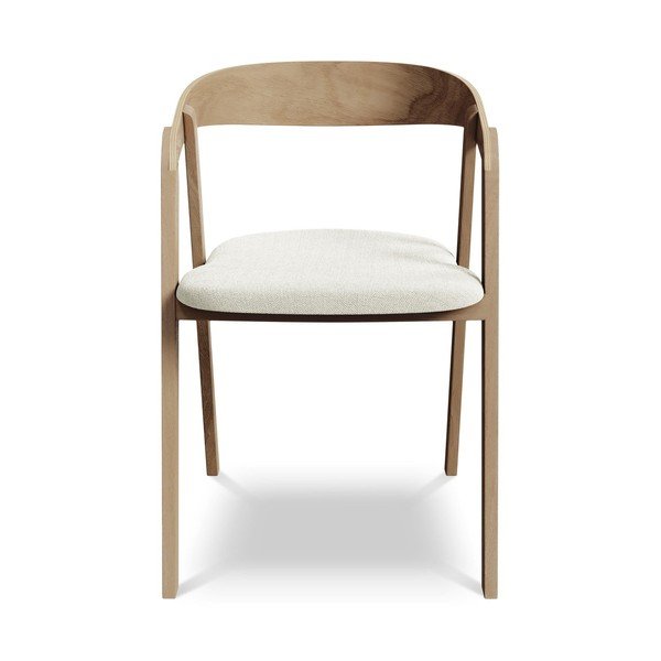 Sedia da pranzo color crema in legno massiccio Erika – Makamii-image-1