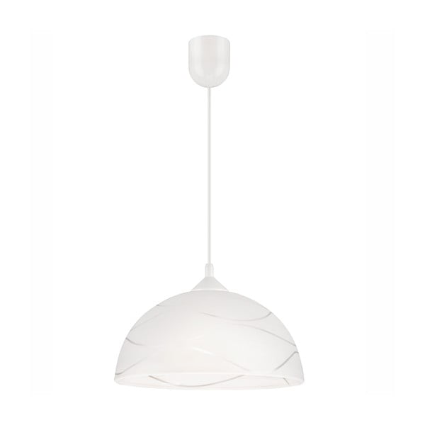 Lampadario bianco con paralume in vetro ø 30 cm Sfera – LAMKUR