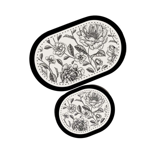 Set di tappetini per il bagno bianchi e neri 2 pz 60x100 cm Rasse – Foutastic