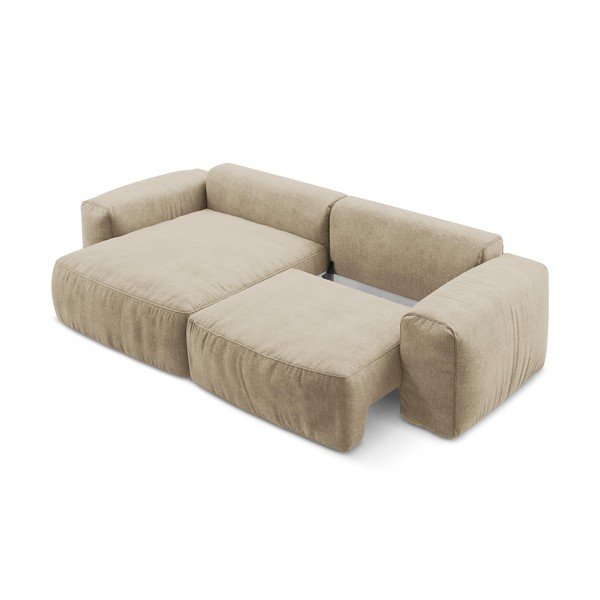Divano angolare marrone chiaro allungabile (con penisola a sinistra/con chaise lounge) con rivestimento in ciniglia Kuki – Makamii-image-4