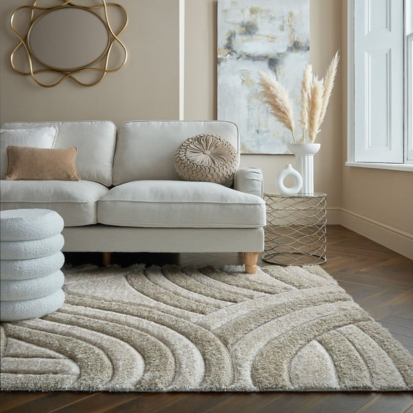 Tappeto beige in fibra riciclata tessuta a mano 80x150 cm Velvet - Flair Rugs-image-1