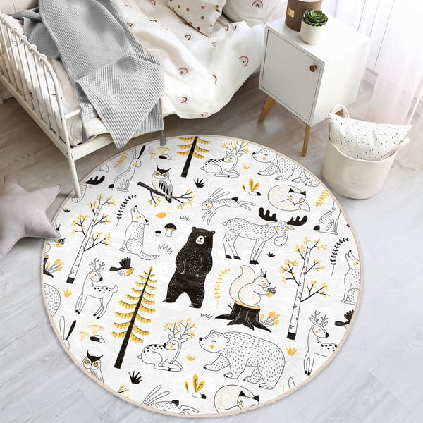 Tappeto per bambini giallo e bianco ø 100 cm Comfort - Mila Home-image-1
