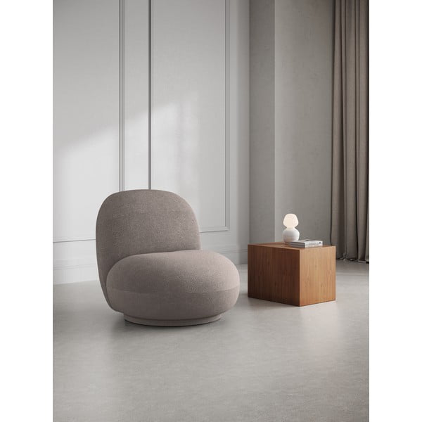 Poltrona beige in tessuto bouclé Chuck - Micadoni Home-image-1