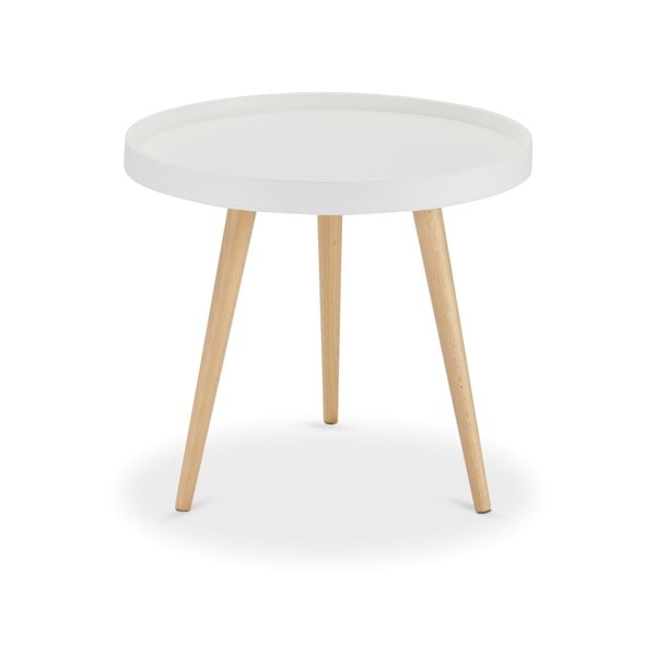 Tavolino bianco con gambe in faggio, Ø 50 cm Opus - Furnhouse
