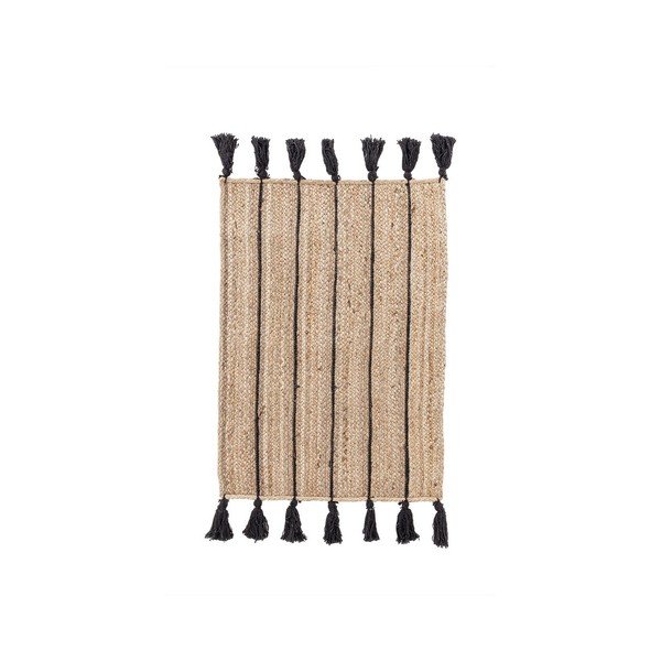 Tappeto nero/di colore naturale in iuta tessuto a mano 60x90 cm Jalaja – Bizzotto