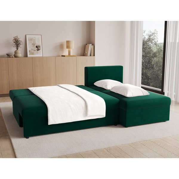Divano angolare verde allungabile/con contenitore con rivestimento in velluto Gino – ELTAP-image-3