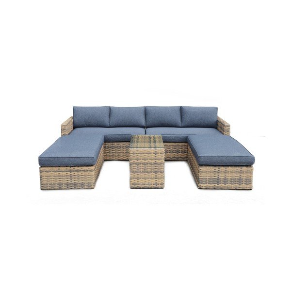 Set da giardino in rattan artificiale grigio-marrone per 8 persone Hartford - Rojaplast-image-2