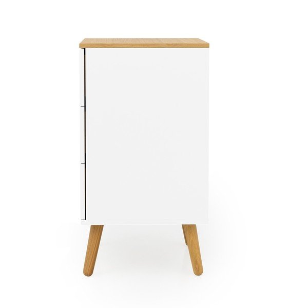 Cassettiera bianca con gambe in rovere con 3 cassetti, larghezza 40 cm Dot - Tenzo-image-3