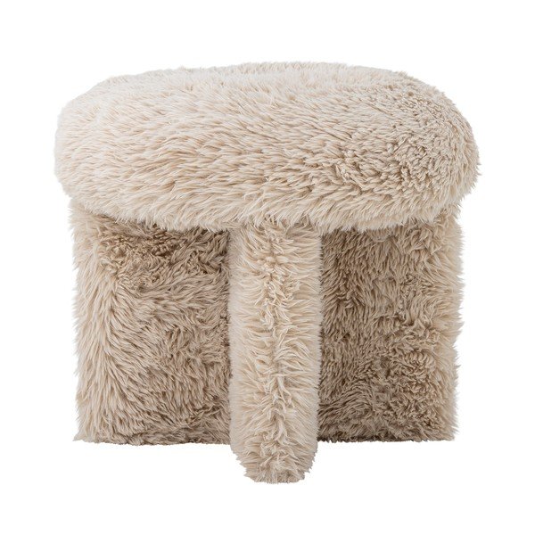 Poggiapiedi beige con rivestimento in pelliccia sintetica Frikka – Bloomingville-image-2