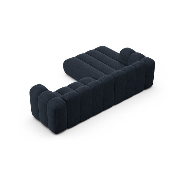 Divano angolare blu scuro (con penisola a sinistra/con chaise lounge) con rivestimento in ciniglia Lupine – Micadoni -image-3