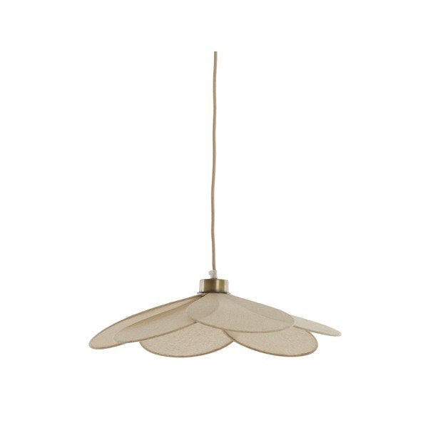 Lampadario color crema con paralume in tessuto Fyano – Light & Living