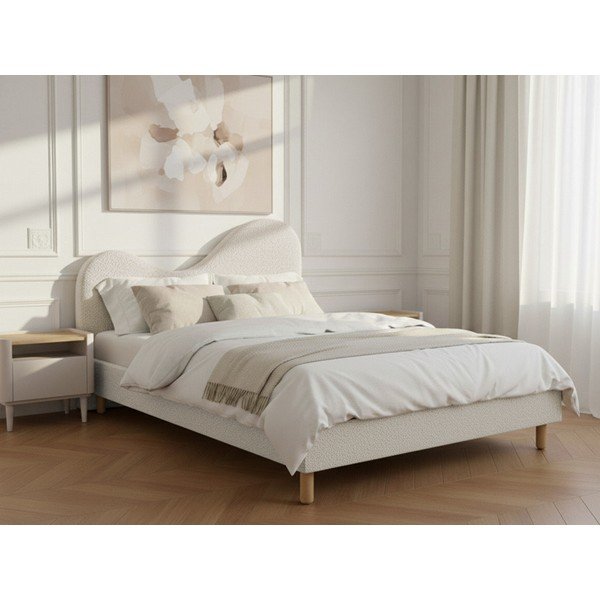 Letto matrimoniale imbottito bianco imbottito con rete inclusa 160x200 cm Celina – Bobochic Paris-image-1