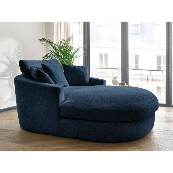 Poltrona blu scuro con rivestimento in ciniglia Belem – Bobochic Paris-image-1