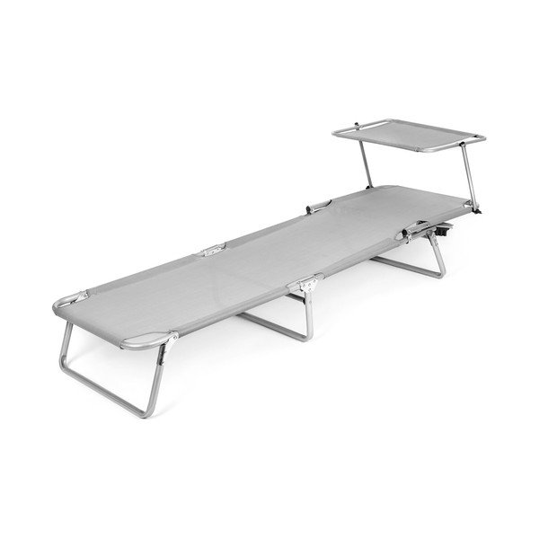 Sedia a sdraio da giardino pieghevole in metallo grigio - Happy Green-image-3