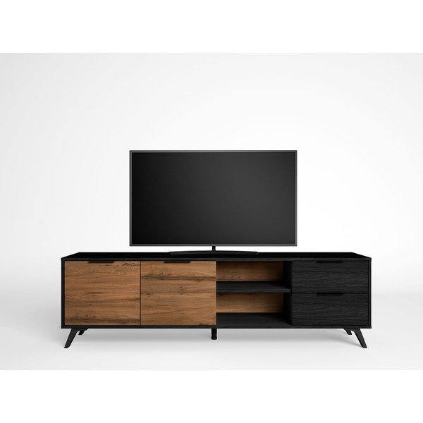 Tavolo TV nero/naturale in noce 181x53 cm Noe - Marckeric-image-3