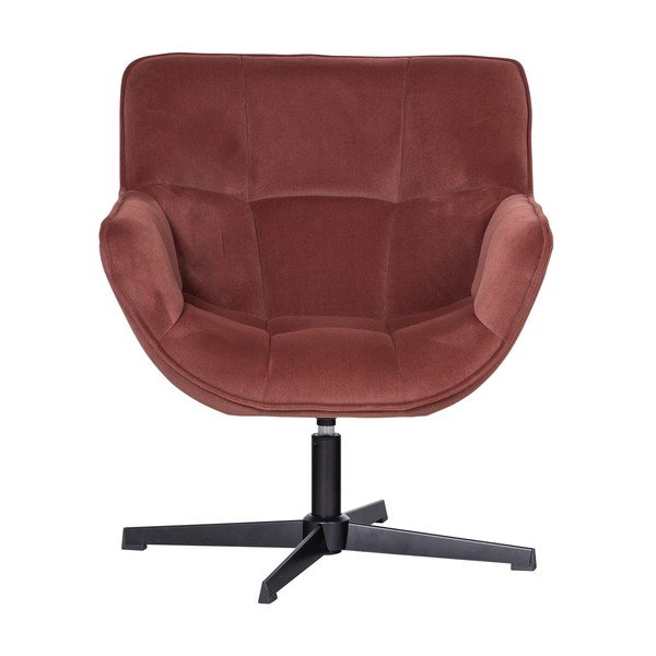 Poltrona color terracotta girevole con rivestimento in velluto Wibo – WOOOD-image-2