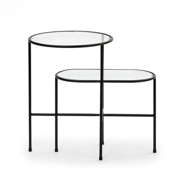 Tavolino nero con piano in vetro Nix - Teulat-image-2
