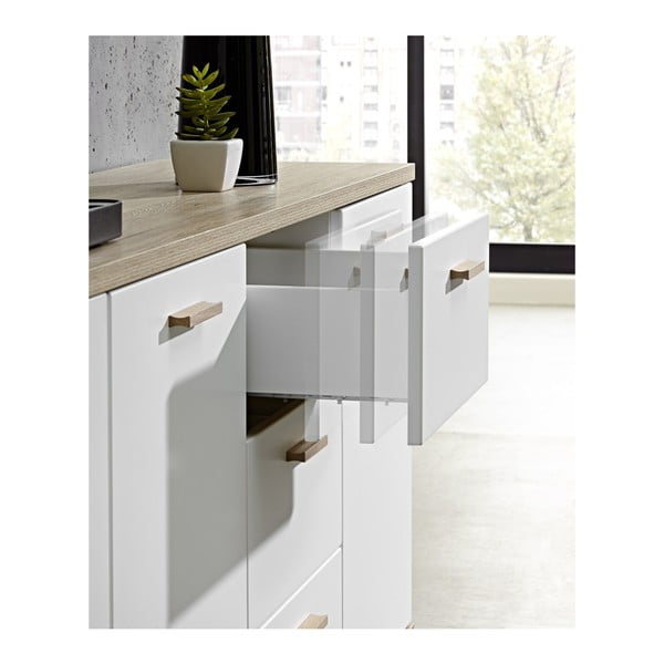 Cassettiera bassa bianca in rovere 192x85 cm Oslo - Germania-image-2