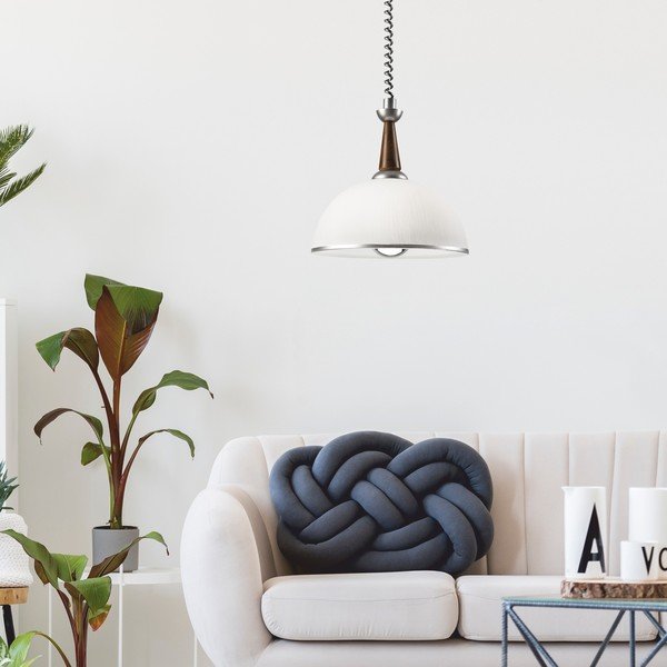 Lampadario in argento-marrone scuro con paralume in vetro ø 30 cm Ciara - LAMKUR-image-1