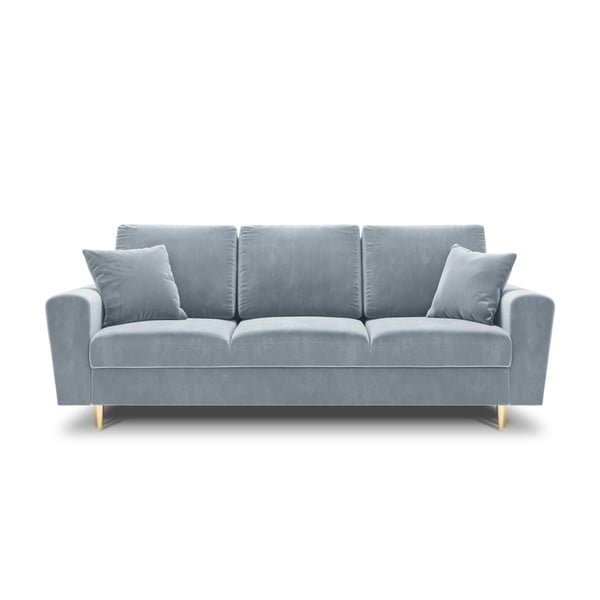 Divano azzurro allungabile e con contenitore con rivestimento in velluto 235 cm Kyoto – Cosmopolitan Design