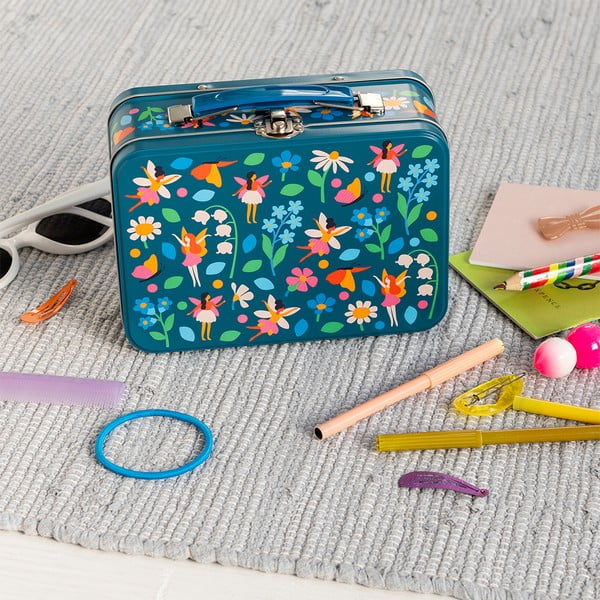 Valigia per bambini blu scuro in metallo 19x8x17 cm Fairies in the Garden – Rex London-image-1