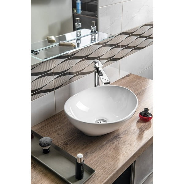 Lavabo bianco in ceramica 42x34 cm Aqualine  – Sapho-image-4
