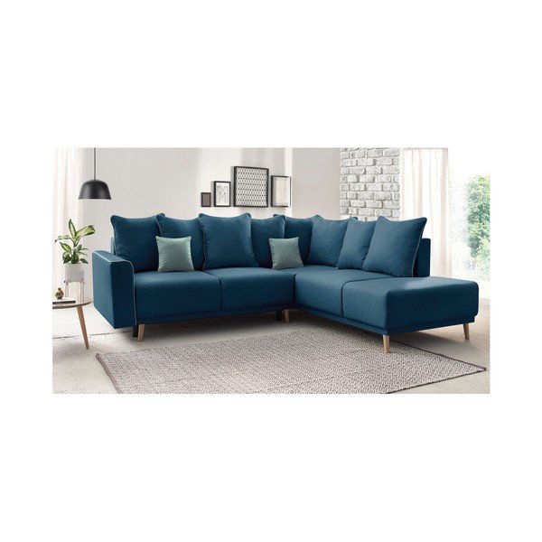 Divano letto angolare blu navy Mola L, angolo destro - Bobochic Paris-image-3