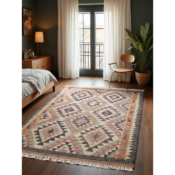 Tappeto grigio in iuta tessuto a mano 200x300 cm Roya Parsa – Elle Decoration-image-1